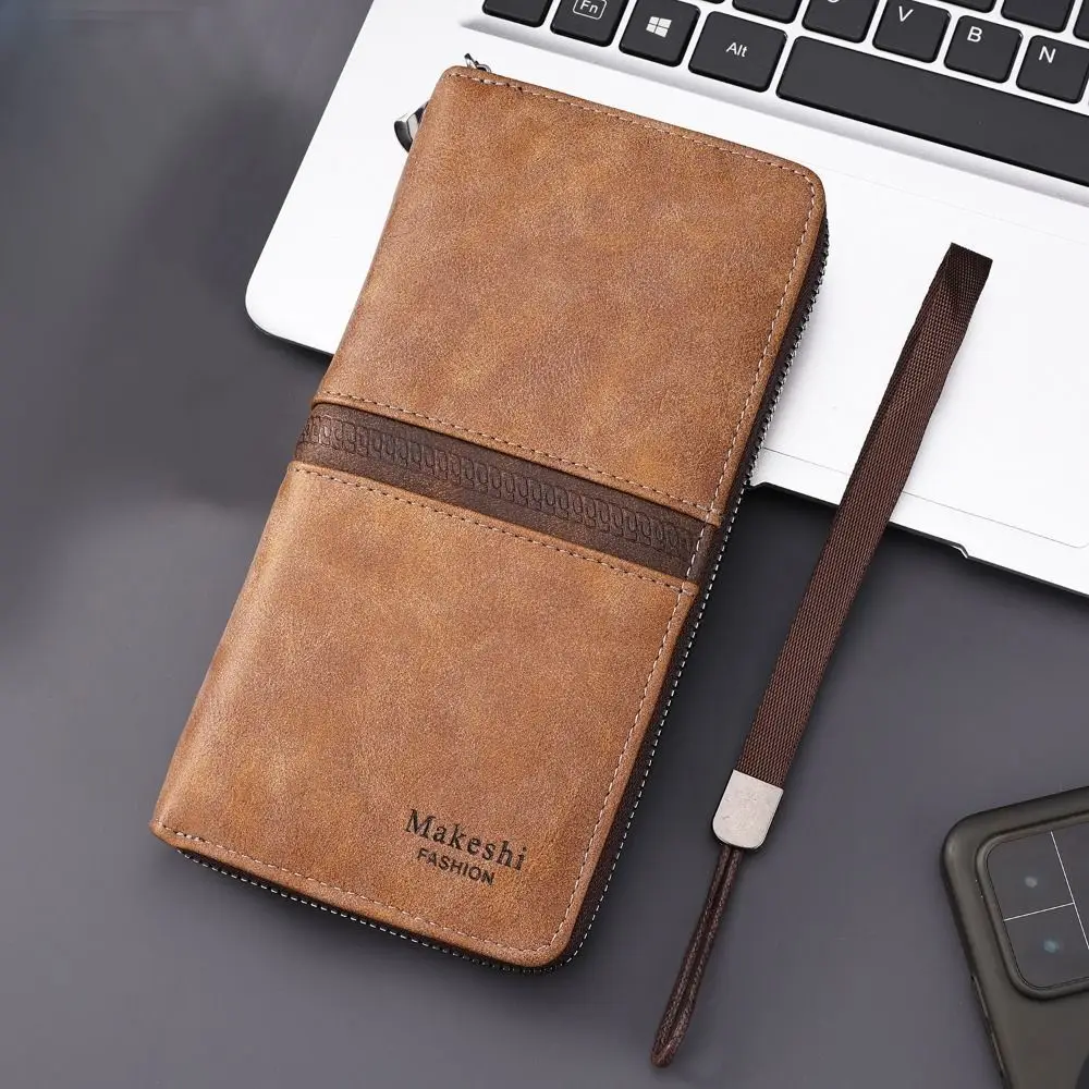 Gift Vintage Vintage Coin Purse Zipper Portable Men's Long Wallet Practical Large Capacity Men Coins Bag Daily Use