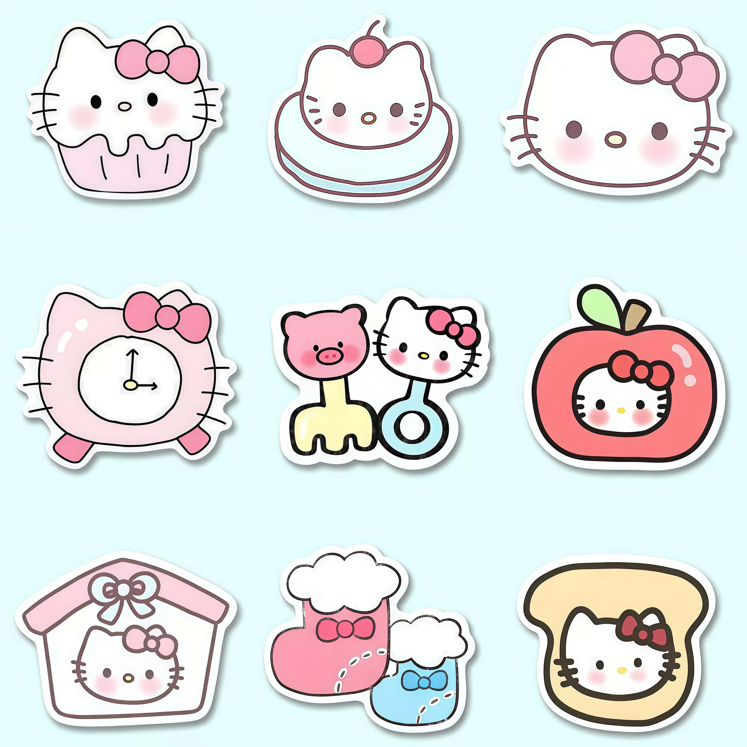 100 قطعة من ملصقات Kawaii Hello Kitty، شارات كرتونية لطيفة لأجهزة الكمبيوتر المحمول وزجاجة المياه والمجلة والديكور اليدوي