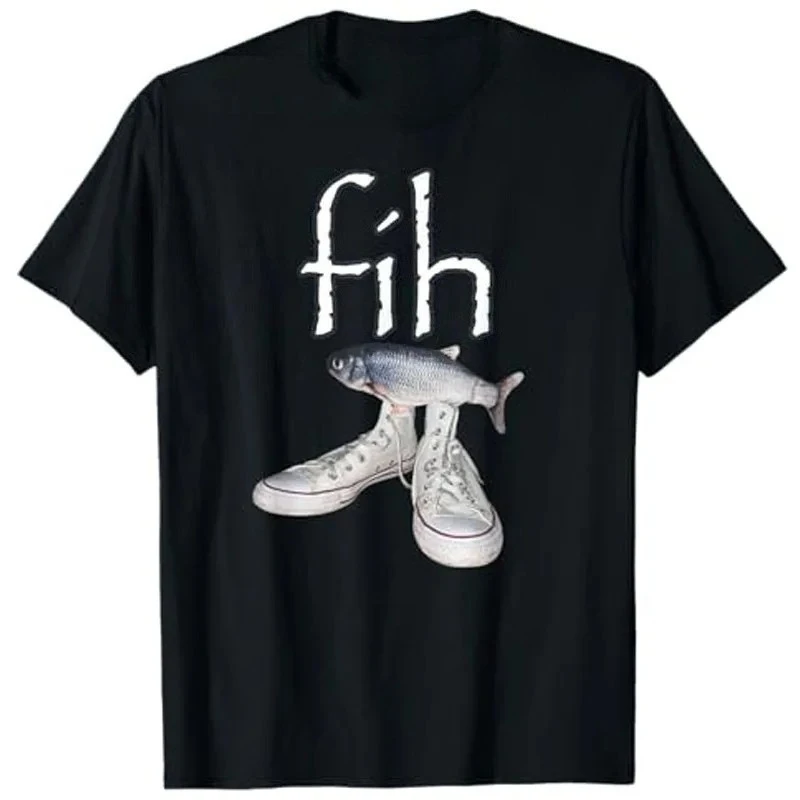 

Fih Shoes Fish Забавная футболка с юмором и рыбалкой Fih-Calling Y2k Дизайн Графический наряд Мужчины Женщины Модные футболки