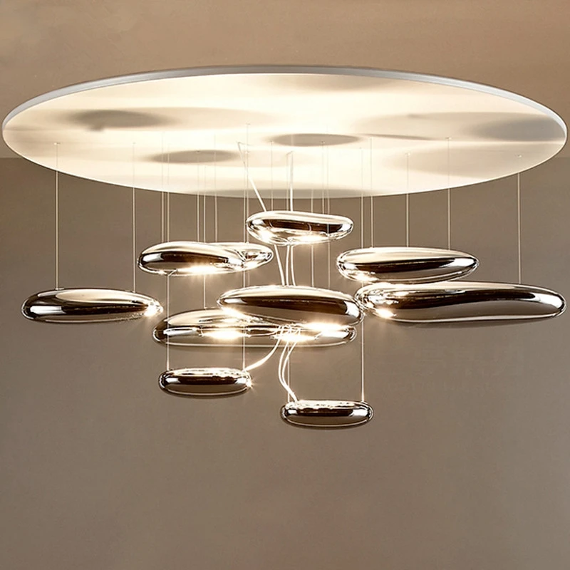 Wonderland-Water Drops Silver Glass Stone LED Pendant Lamp, Indoor Home Lighting Decoração, Luxury Light Shade