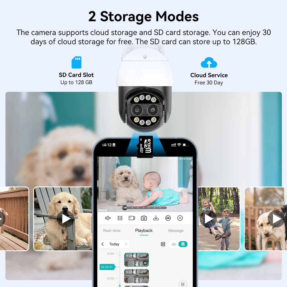 8MP PTZ WIFI Camera Dual-Lens 8X Zoom Waterproof Outdoor Two-Way Audio Security Surveillance Wireless IP Camera ICsee App ONVIF view 5