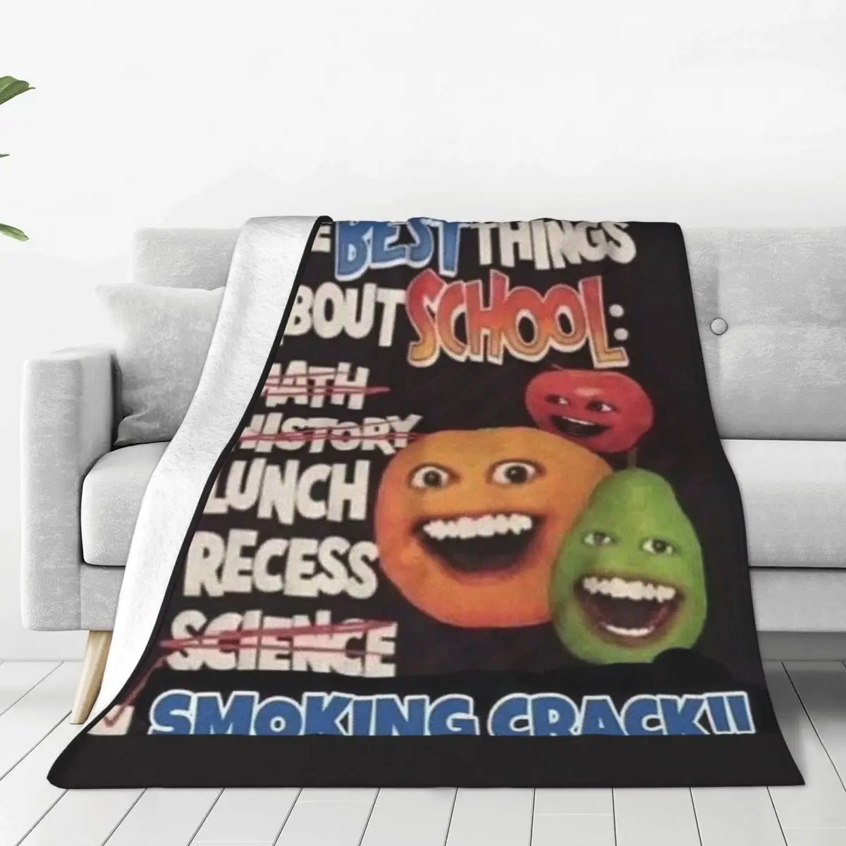 Annoying Orange Best Things About School Blanket Soft Flannel Throw Blanket Cover for Bed Living room Picnic Travel Home Couch