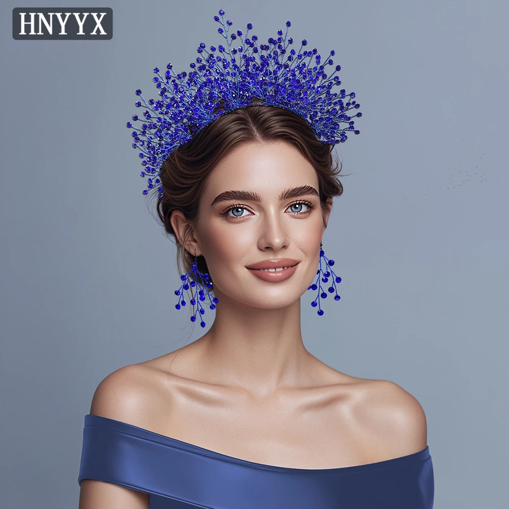 HNYXY Luxury Wedding Rhinestone Crown Bridal Crystal Headpiece Handmade Women Prom Hair Accessories Party Tiaras Jewelry A234