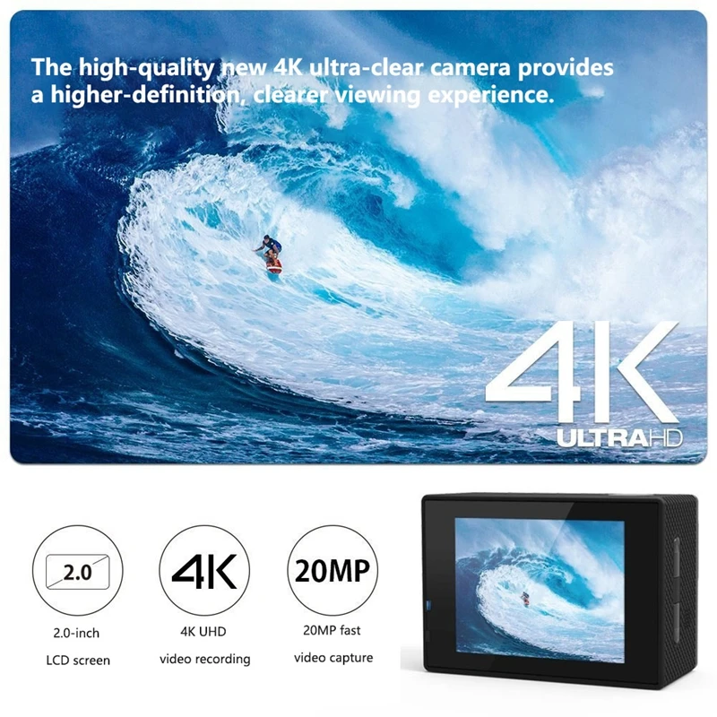 4K Sport Camera Wireless WiFi Intelligent HD Mini Camera DV Anti shake recorder For Outdoor Waterproof Sports Bicycle Car