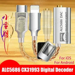 ALC5686 CX31993 HiFi DAC USB TypeC / Light-ning To 3.5mm Digital Audio Cable For iPhone iOS Android Adapter DAC Amp 32bit/384KHz