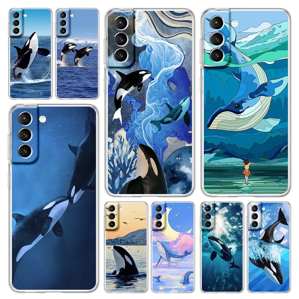 Orca ocean lovely killer whale Clear Phone Case For Samsung Galaxy S24 Plus S23 FE S22 S21 S20 Ultra 5G S10 S10E S9 S8 Cover