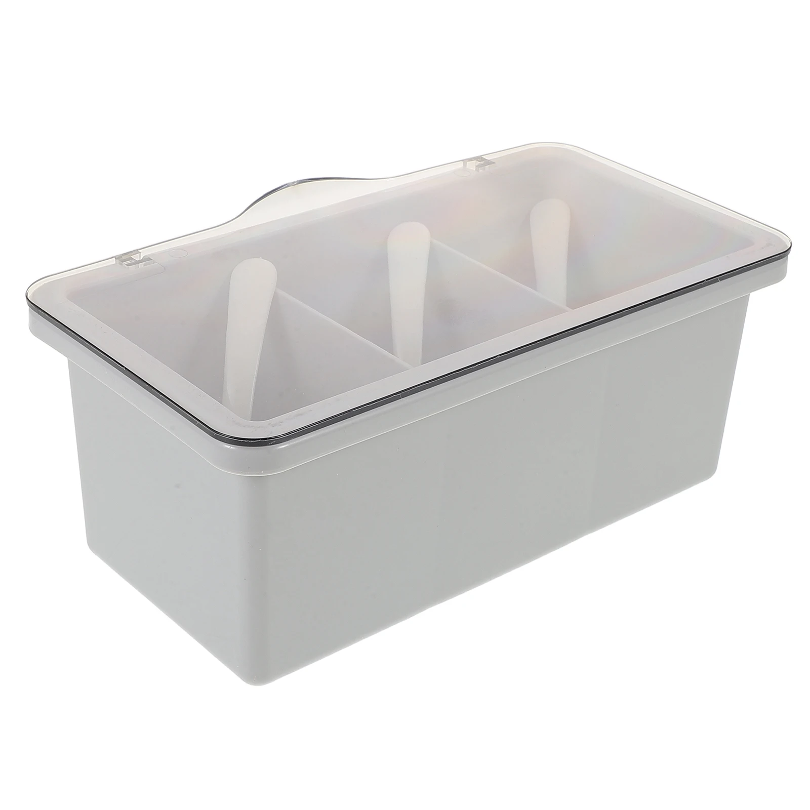 

Seasoning Box 3-Grid Condiment Organizers Spoons Salt Pepper Sugar Container Kitchen Picnic Travel