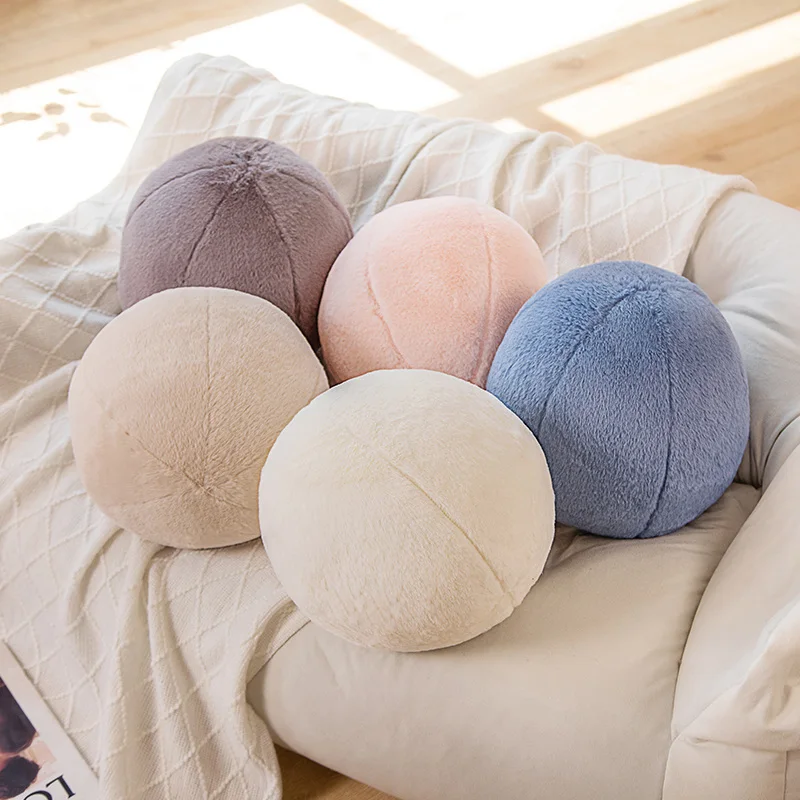 INS New Round Ball Plush Throw Pillow Cartoon Modern Stuffed Ball Plushies Cushion Anime Soft Kids Toys for Girls Home SofaDecor