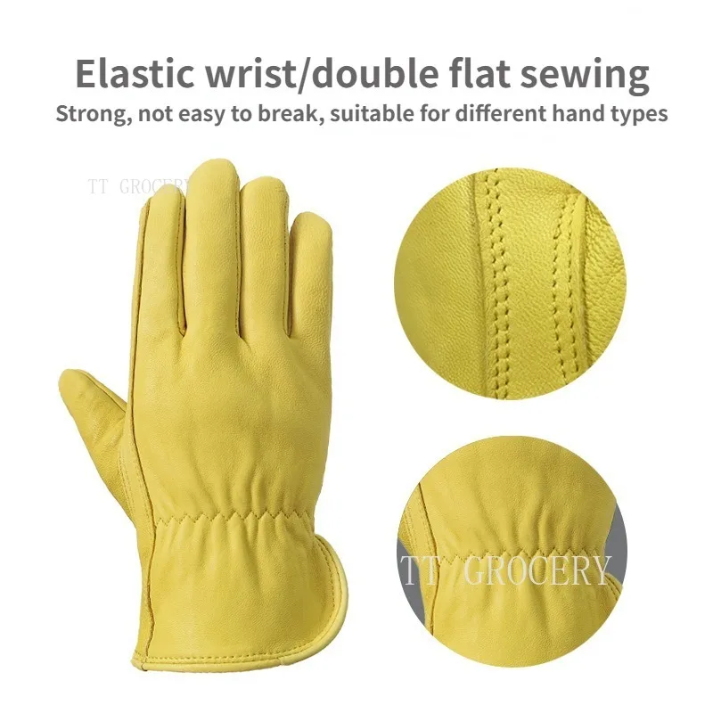 Sheepskin Driving Gloves Men Motorcycle Gardening Safety Protective Fruit Picking Welding Glove Work Gloves Men