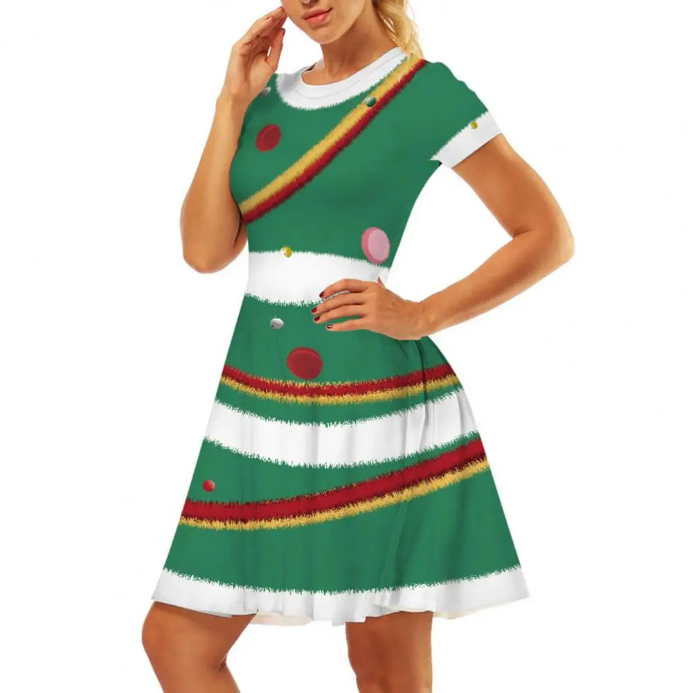 Christmas Themed Print A-line Dress Christmas Themed Print Short Dress Christmas Cosplay Dresses for Women Festive for Holiday