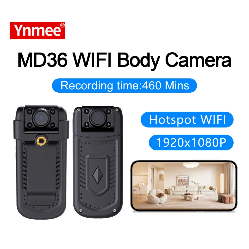 

MD36-Wifi Hotspot Mini Camera 1080P Portable Digital Video Recorder Worn Police Small Body Cam Night Vision DV Miniature Camcord
