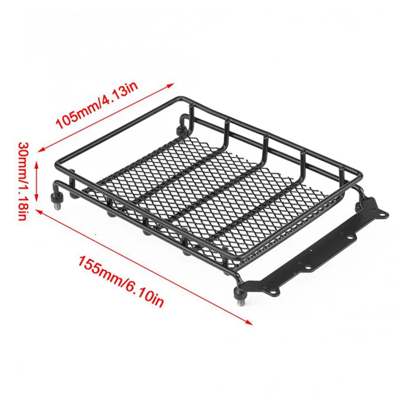 Metal 155X105mm Porta-bagagens Rack de teto para Axial SCX10 TRX4 D90 CC01 1/10 RC Crawler Car