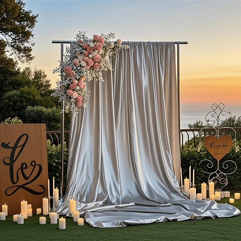 Satin Backdrop Curtains Wedding Arch Drapes Baby Shower Shimmer Back Drop Cloth Wrinkle Free for Birthday Party Stage Background