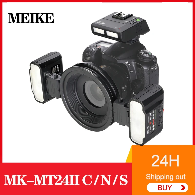 MEKE MK-MT24II Macro Speedlight Flash for Canon /Sony/Nikon Cameras Mini TTL High-speed Synchronous Circular Flash for D850