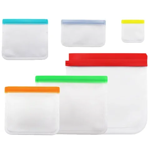 

1Pcs Leakproof PEVA Food Storage Bags Reusable Freezer Bag Top Ziplock Kitchen Organizer Multi Purpose