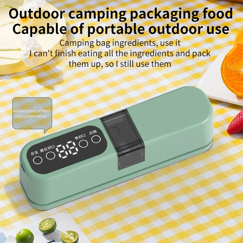 New Waterproof Digital Display Wireless Portable Fully Automatic USB Rechargeable Vacuum Sealing Machine Food Packaging Machine