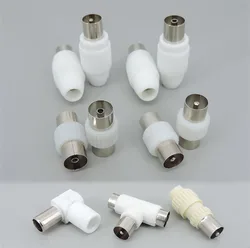 TV Male And Female Plug Jack 3way For Antennas TV RF Coaxial Male Plugs Adapter Right Angle Antennas Connectors T1
