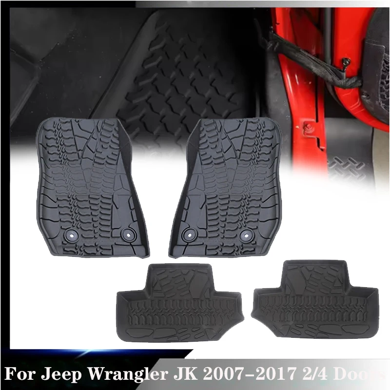Car Waterproof Non-Slip Front Rear Foot Mats Pads Liner Carpets for J-eep Wrangler JK 2007-2017 2/4 Door Accessories