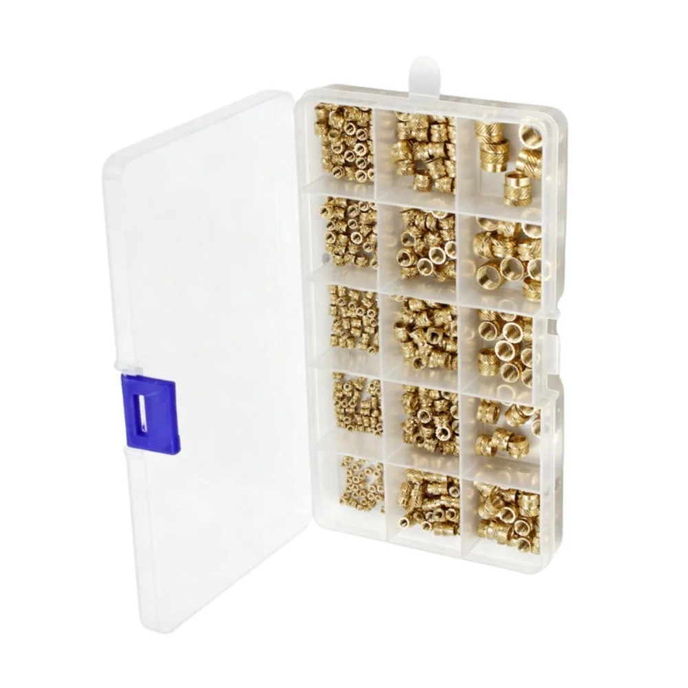 450Pcs Brass Knurled Heat Set Inserts 2mm-8mm Brass Threaded Insert Nut Kit Hot Heat Injection Molding Embedment Copper Nut