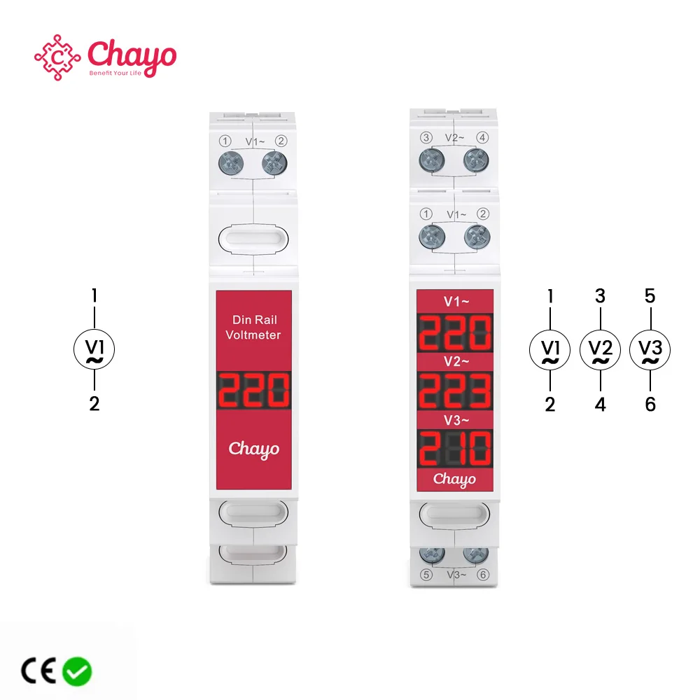 Din Rail Montaje Monofásico Medidor de Voltaje Ac 80-500V Mini Modular Indicador Voltímetro LED Detector de Pantalla Digital