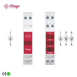 Din Rail Mount Single Three Phase Voltage Meter Ac 60-450V Mini Modular Voltmeter Gauge Indicator LED Digital Display Detector