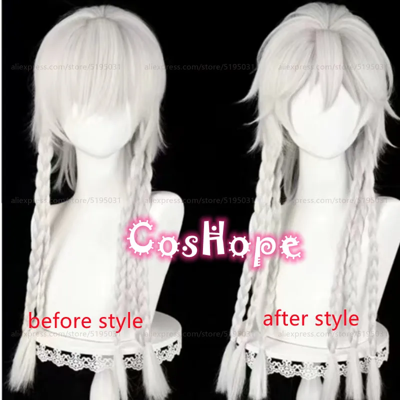 Ithaqua Cosplay Wig Night Watch Wig 45cm Pre Braided Silver White Wig Cosplay Anime Wigs Heat Resistant Synthetic Wig