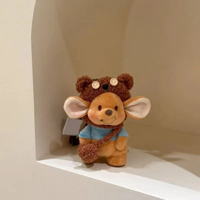 Kawai Winnie The Pooh Plush Doll Creativity Anime Peripherals Keychain Car Key Student Schoolbag Accessories Decoration Gifts
