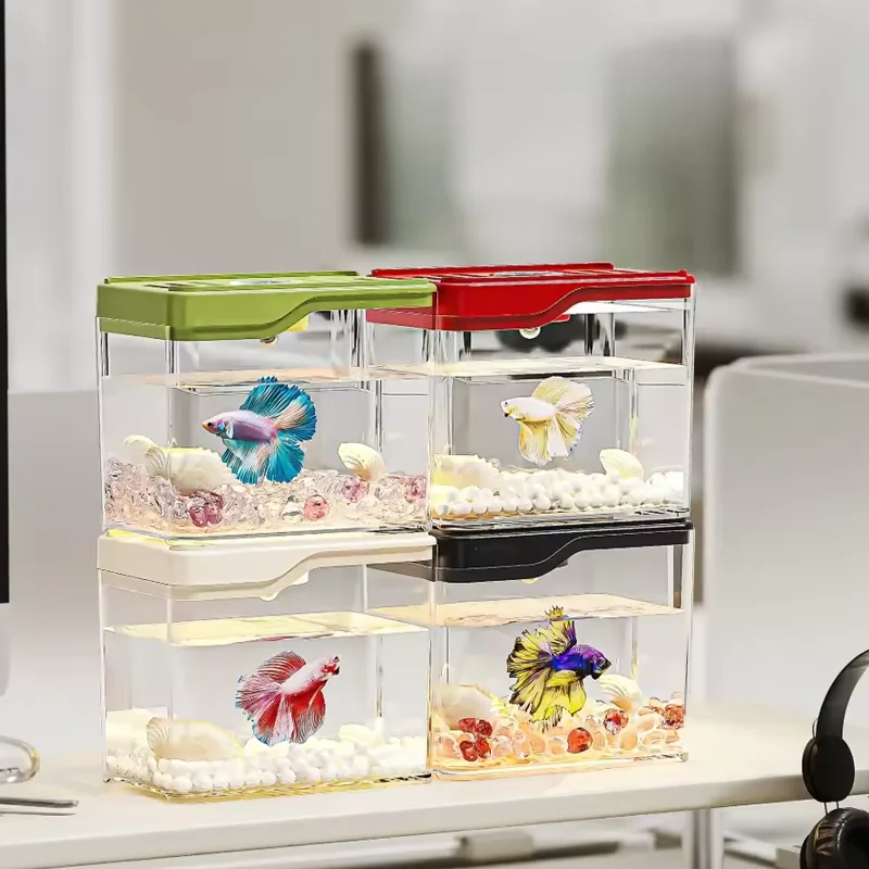 

Desktop Mini Fish Tank Transparent Plastic Anti Fall Living Room High Beauty Goldfish Tank Home Ornamental Mini Fish Tank