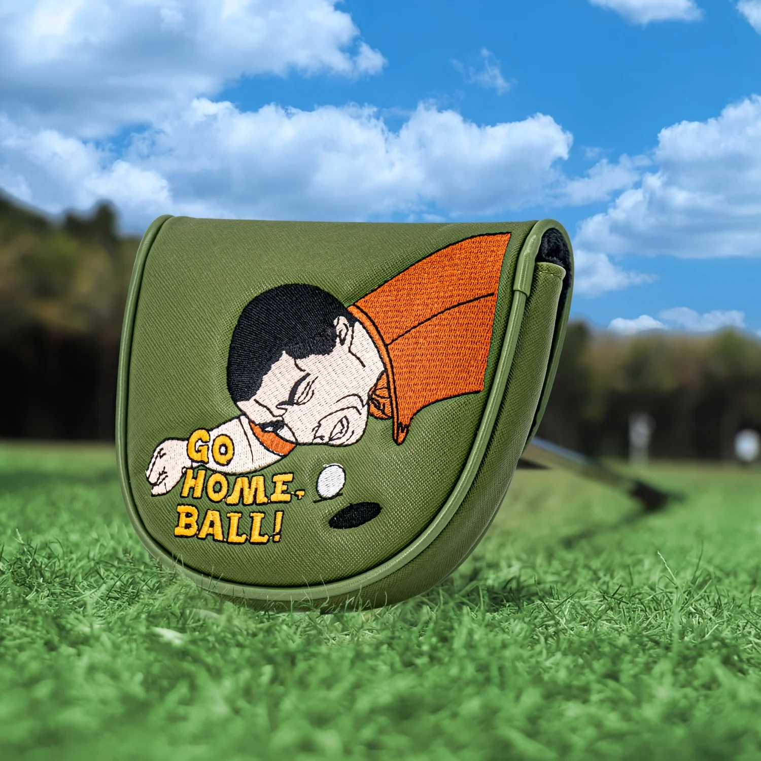 1pc Lying Figure Design Golf Club Head Cover, Golf Putter Head Cover, Golf Semi-Circular Putter Head Cover image 4