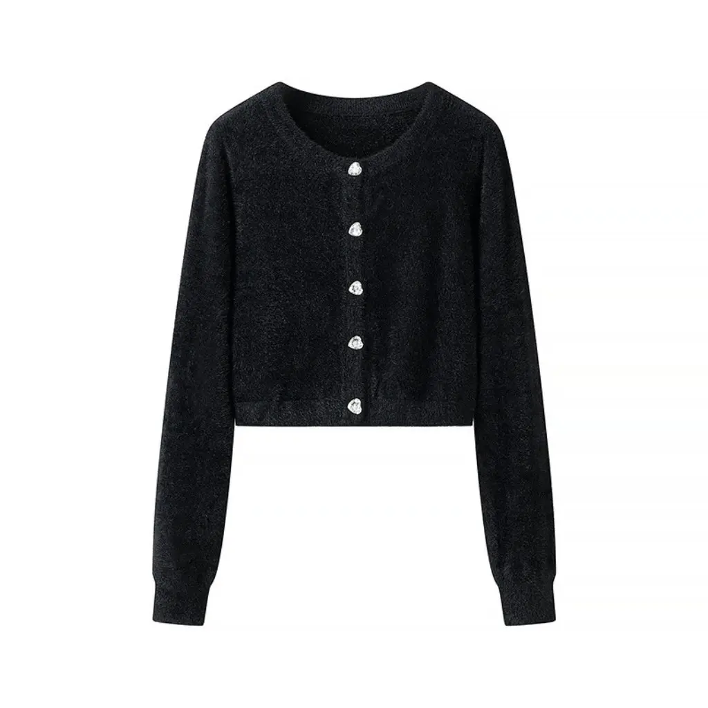 

European And American Fashion Love Button Long Sleeve Knitted Cardigan Women's Top for Spring And Autumn New C92383
