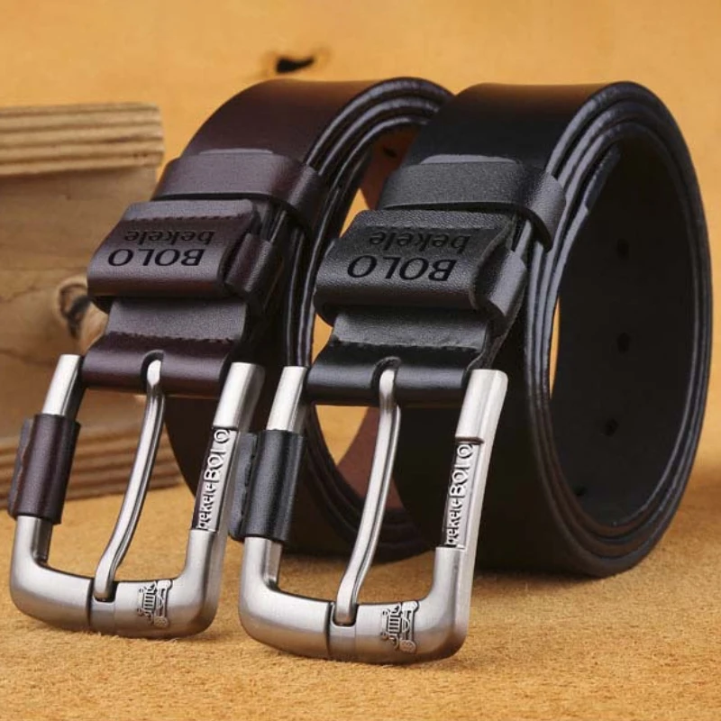 Herrengürtel Neuer modischer Herren-Luxus-Designer-Gürtel 3,8 cm Rindsledergürtel Dornschließe Herren-Gürtel aus echtem Leder 105-125 cm – Detail 9
