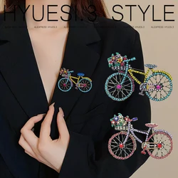 Creative Bicycle Shaped Brooch Colorful Full Rhinestone Lapel Pins Badge For Women Dress Sweater Clothing Decorative Accessories