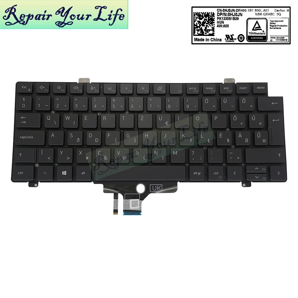 

US Hungarian Backlit Keyboard for Dell Latitude 5420 5421 5430 P137G 7420 7520 P135G 0CW3R5 CW3R5 0HJ0JN HJ0JN English Backlight