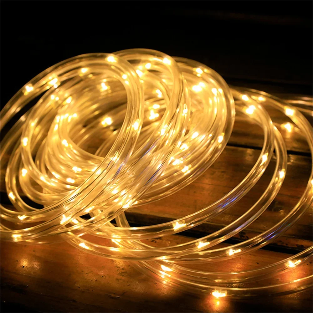 10/20/30M Solar Rope Light With Remote Outdoor Waterproof Copper Fairy String Tube Light for Tree Fence Patio Garden Decor