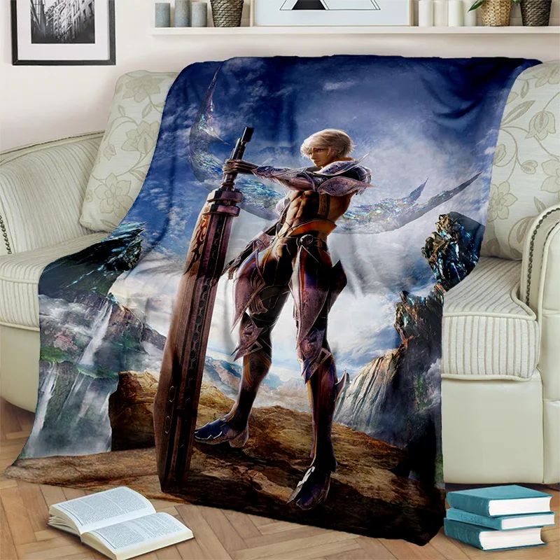 3D Final Fantasy Game Gamer FF14 HD Blanket,Soft Throw Blanket for Home Bedroom Bed Sofa Picnic Travel Office Cover Blanket Kids