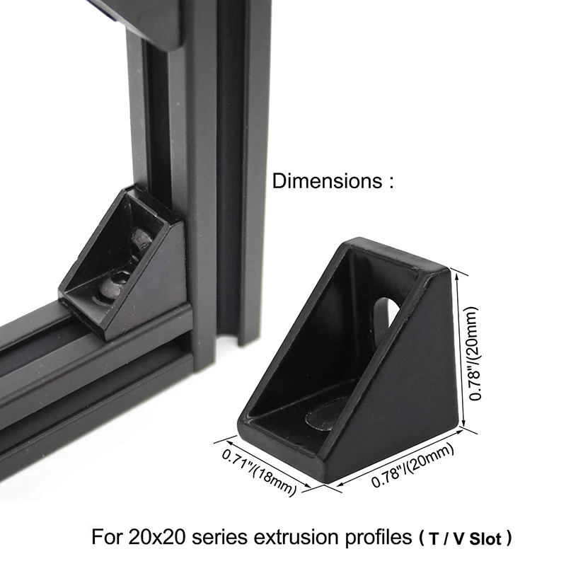 

20Sets Corner Bracket, 40Pcs Drop in T Nuts and Hex Screw Bolt for Slot 6mm 2020 Series Aluminum Extrusion Profile Accessories