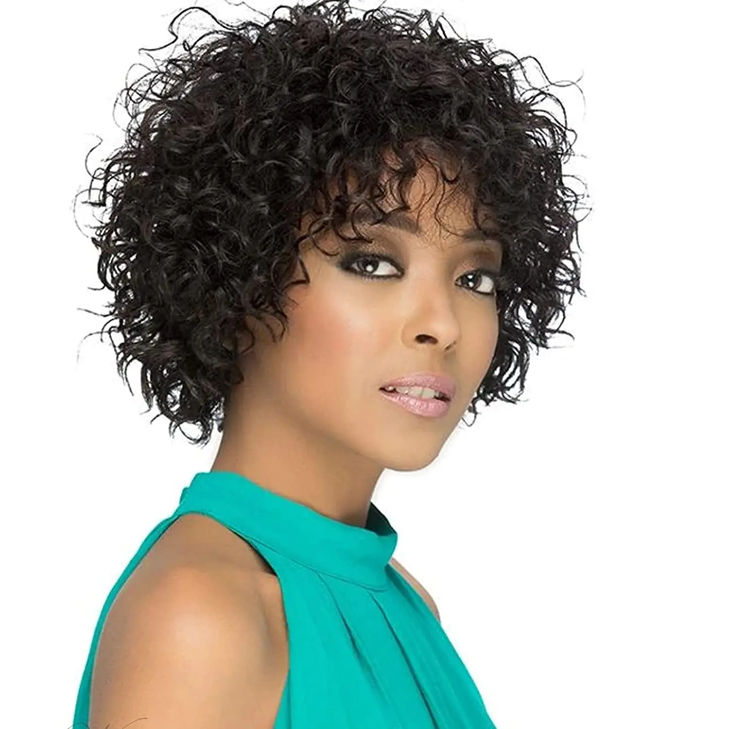 SSH  Curly Wigs Short Pixie Cut Human Hair For Women Natural Black Remy Hair 150% Density Glueless Cheap Side Part Human Wigs