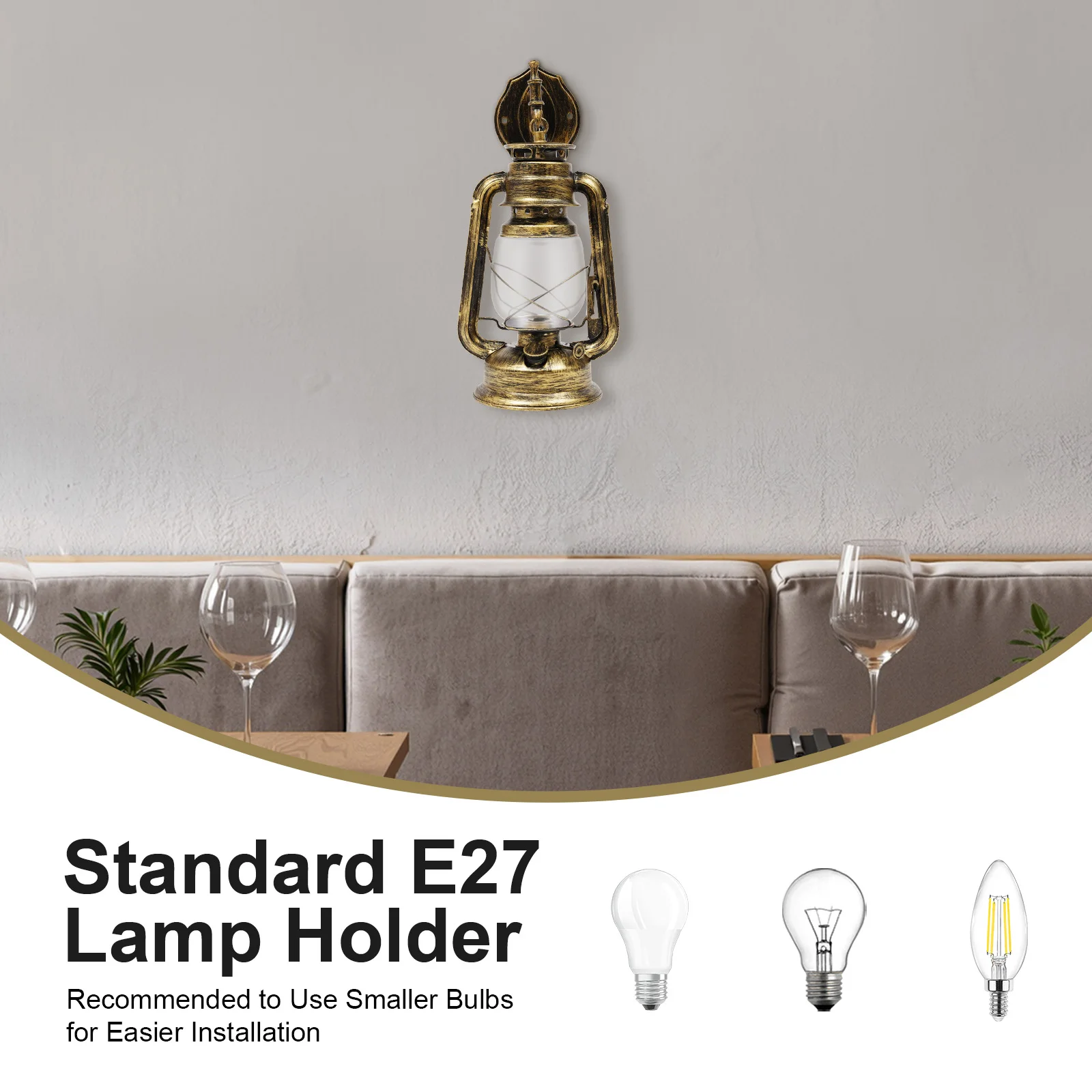 Rustic Wall Sconce Lighting Indoor Lighting Wall Light Lantern Mounted Light with Glass Lampshade for Hallway Farmhouse Loft