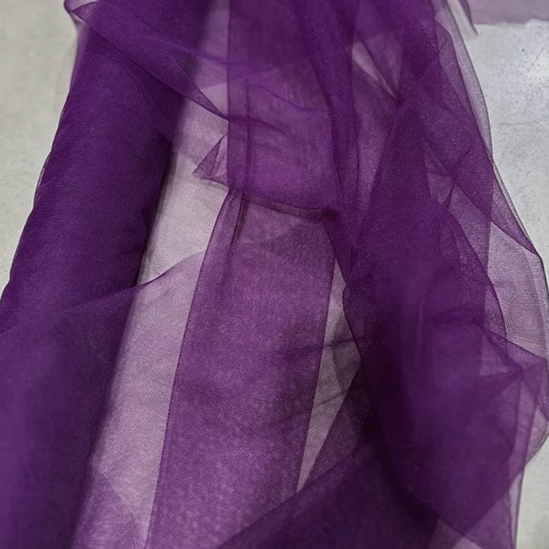 パープルライラックモーブソフトチュール生地結婚式のお祝いカーテン服メッシュレイアウト椅子バック糸暗号化ネット素材