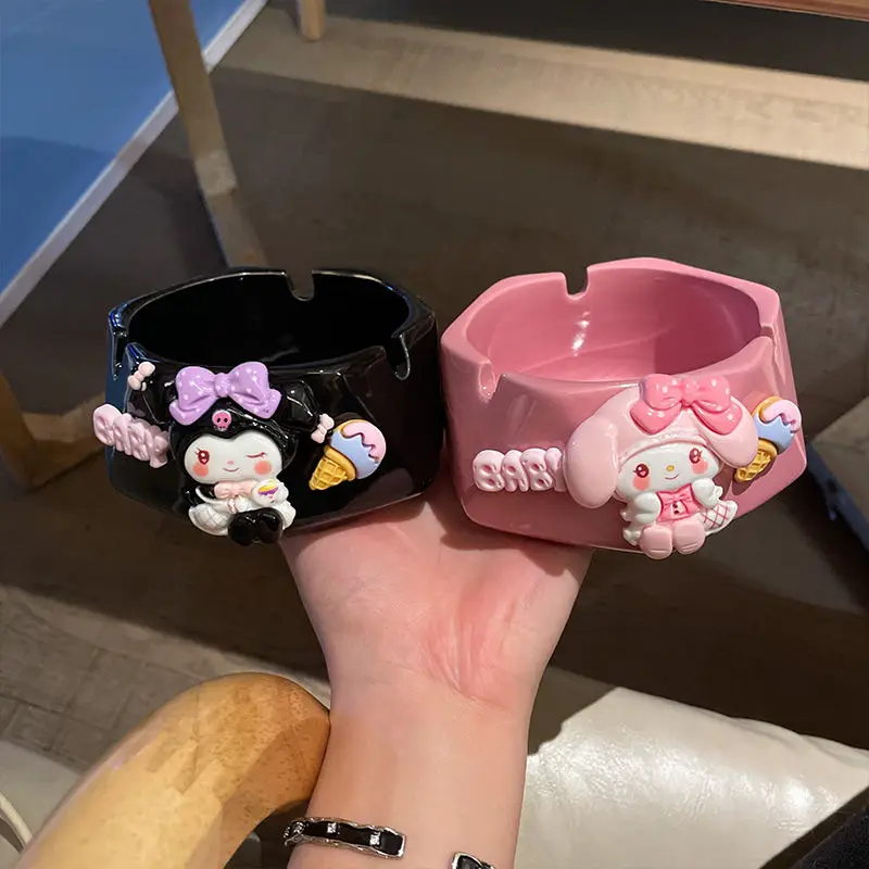 

Kawaii Sanrio HelloKitty Cinnamoroll Melody Ceramic Cigarette Cigar Ashtray Desktop Portable for Men and Women in Home Offices