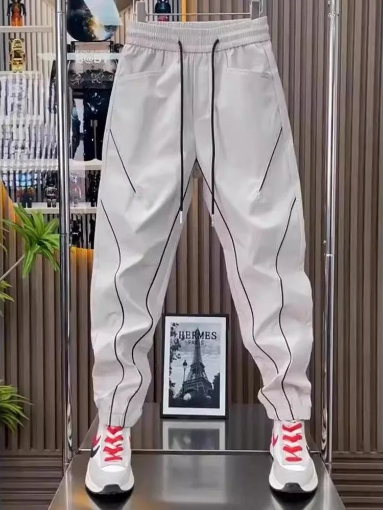 

American Functional Sle Men's Autumnal New Faionable Windproof High Street Cuffed Casual Long Pants Loose Fit Elastic Waist