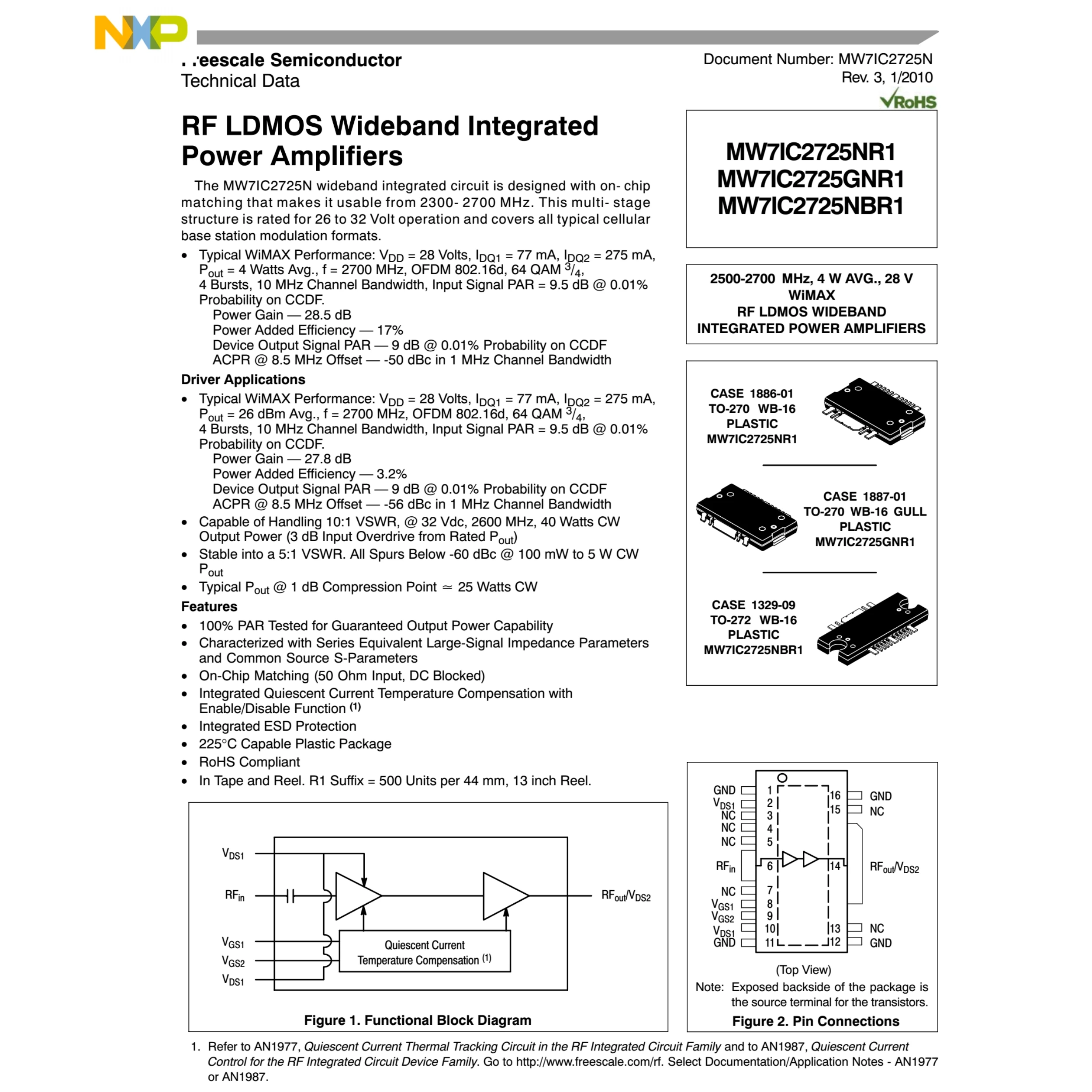 Original High Quality MW7IC2725N/NR1 IC RF AMP 2700MHz 32V 275mA MW7IC2725NB/NBR1 RF LDMOS Wideband integrated Power Amplifiers