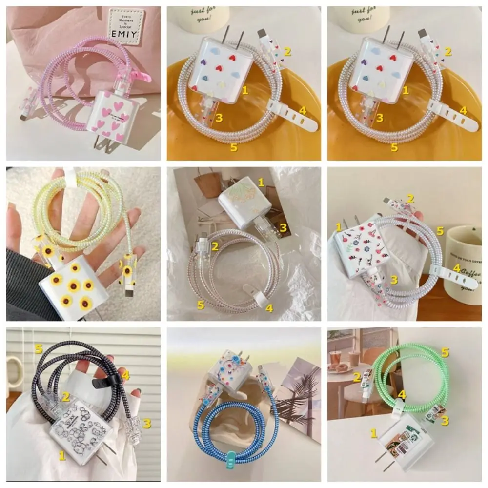 20W Charger Charger Protector Cute Resin Protective Sleever Lovely Cartoon Cable Organiser for Iphone 15 14 13 12 Pro Max