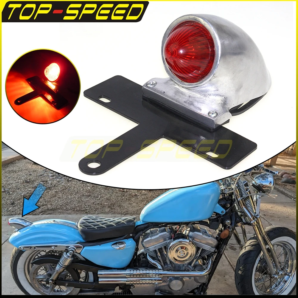 

For Harley Bobber Chopper Cafe Racer niversal Motorcycle LED Tail Light W/ License Plate Bracket 12V Sparto Taillight Rear Lamp