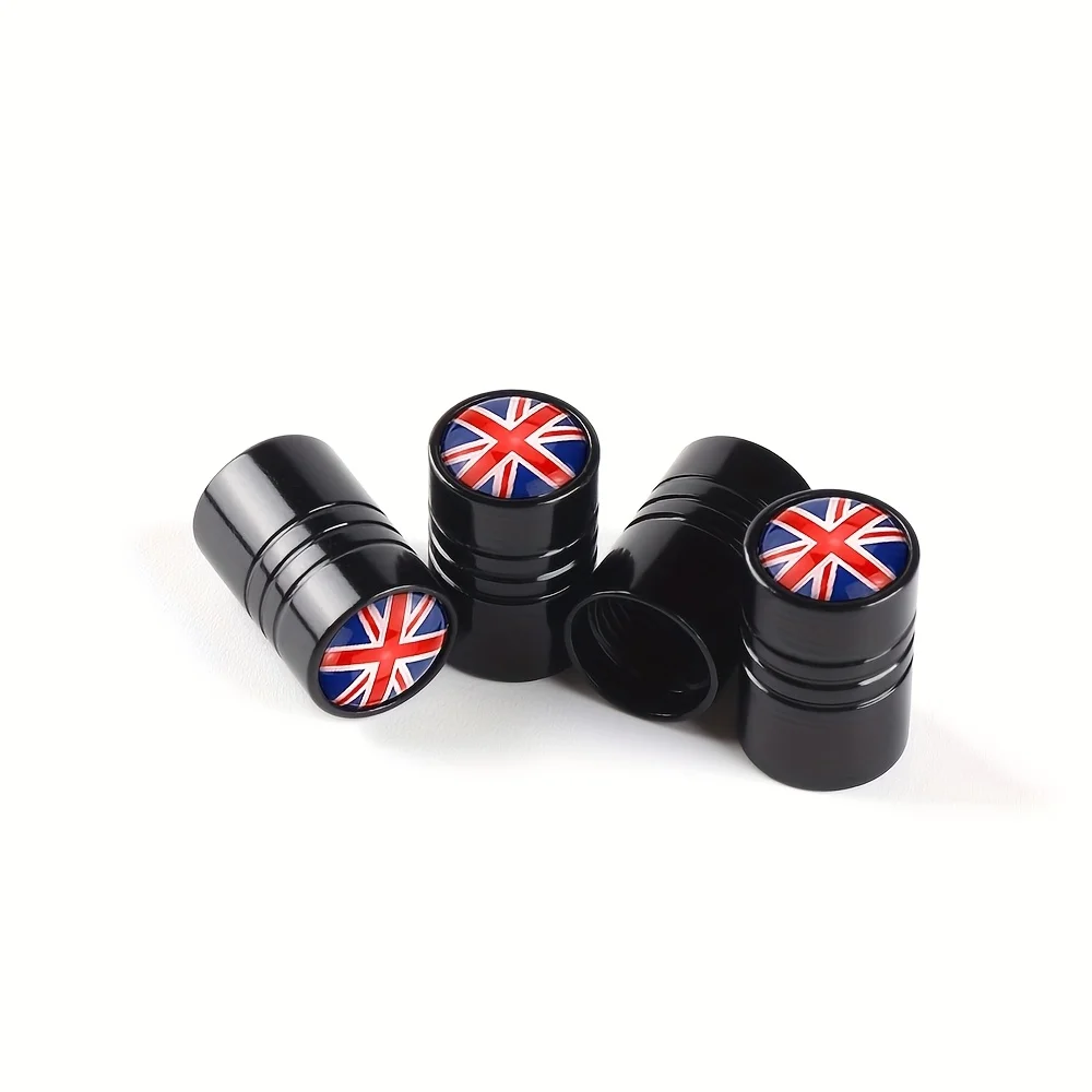 4szt UK England British Flag Bike Moto Car Wheel Tires Valve Caps Cover For Vauxhall Mini Cooper Ford Kia Hyundai VW Accesories