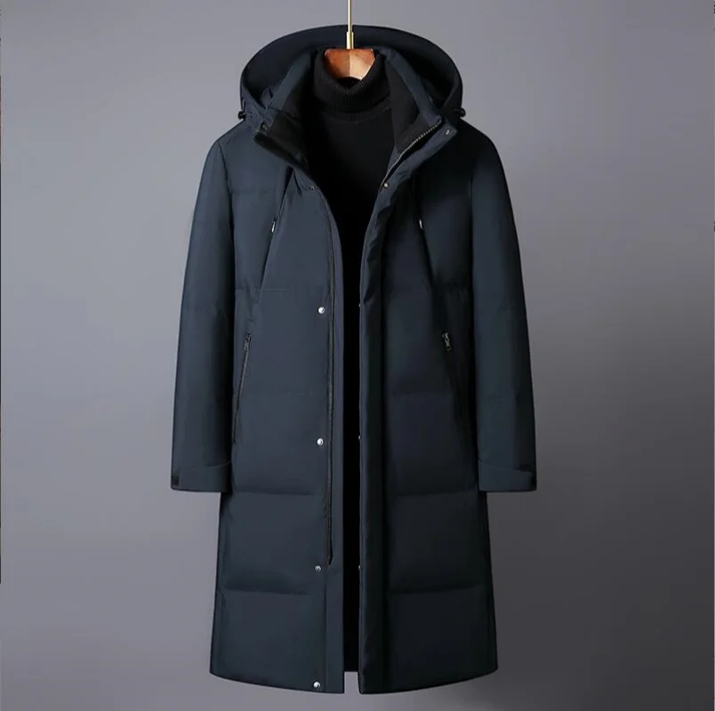 2025 Windbreak Hooded Parkas Male Padded Long duck down Jacket Parkas New Men Casual Parkas Men Wind Breaker Outdoor Snow Jacket
