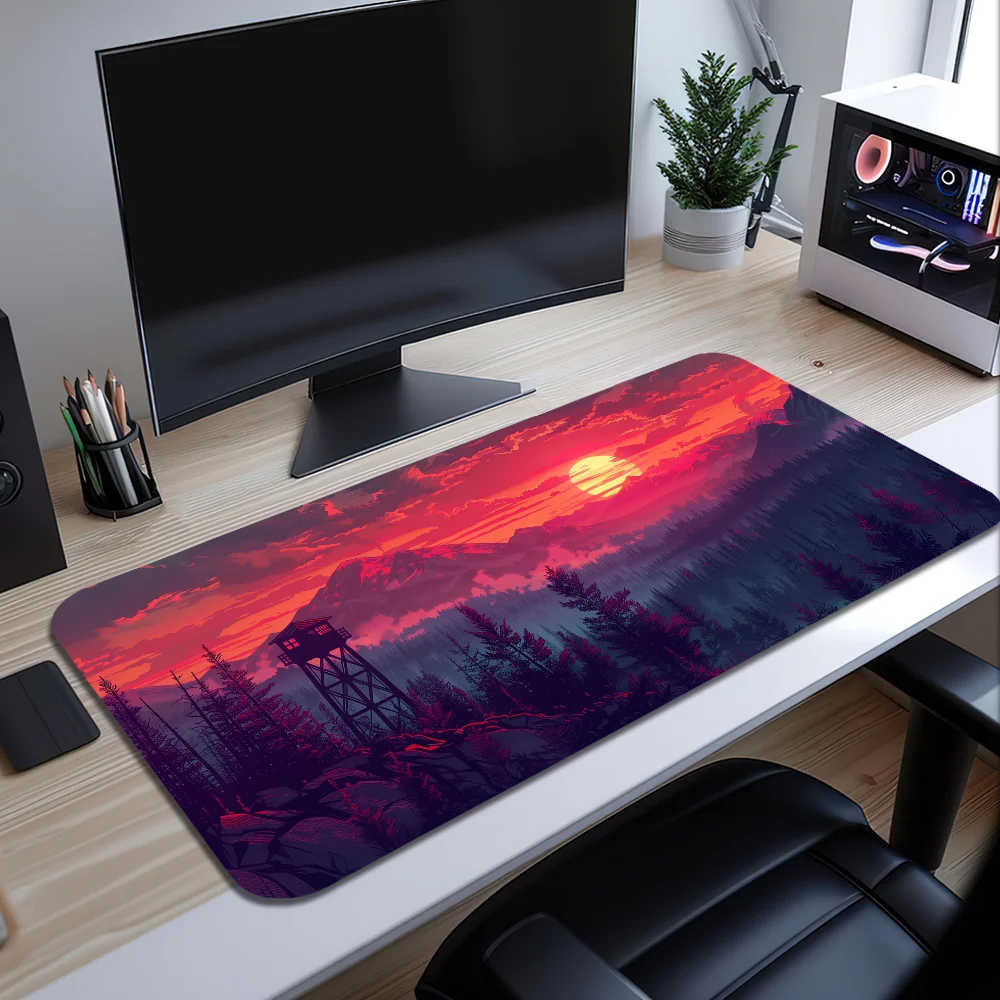 لوحة ماوس ألعاب كرتونية مخصصة ، حصير لوحة المفاتيح ، حصيرة مكتب ، إكسسوارات لغرفة نوم الفتيات المراهقات ، جلد غابة ساعة النار ، أنيمي #4