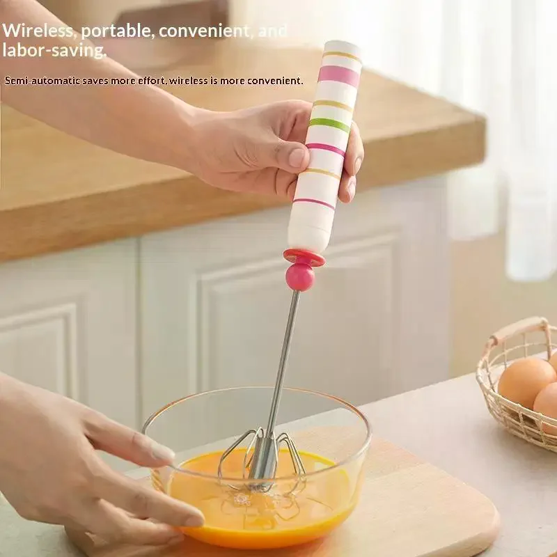 Household Semi-automatic Egg Beater Stainless Steel Cream Manual Beating Egg Mixer Food Grade Baking Tool