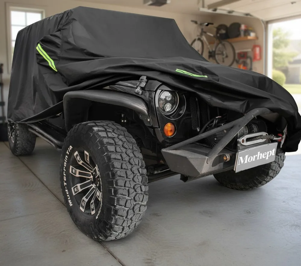 

Waterproof Jeep Wrangler Cover for 2 Door 1987-2023 with Zipper, All-Weather Protection Black