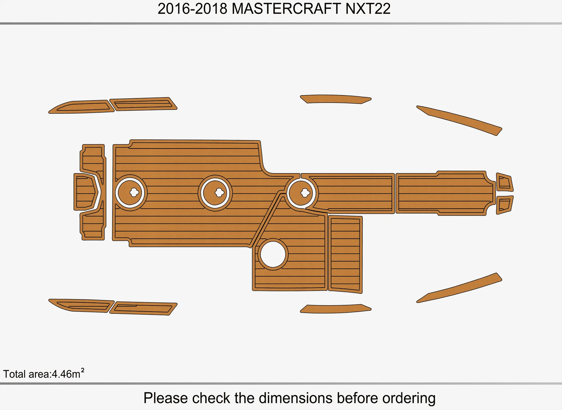 Marine Faux Teak EVA Non-Slip Mat -2016-2018 MASTERCRAFT NXT 22 Self-Adhesive 1/4